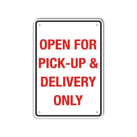 COVID Decal, Open For Pick-Up & Delivery, 10x14 Reflective